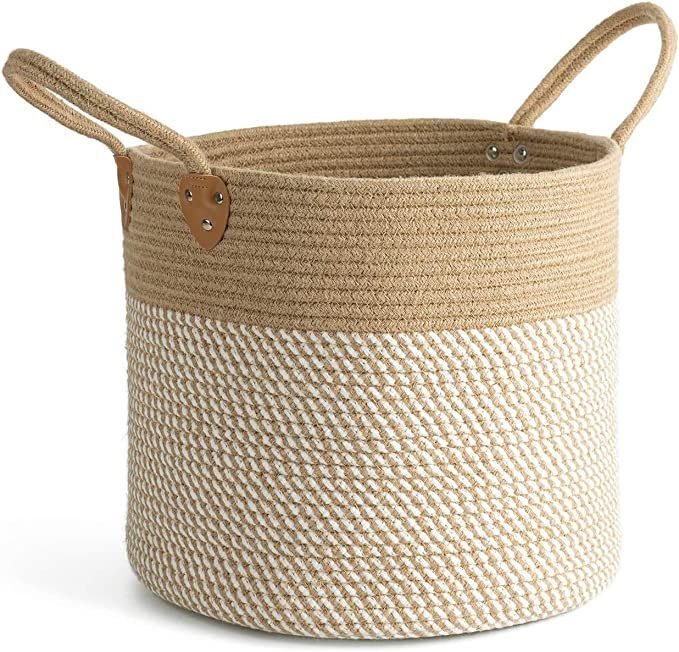 CHICVITA Large Jute Basket Woven Storage Basket with Handles – Jute Laundry Basket Toy Towels B... | Amazon (US)