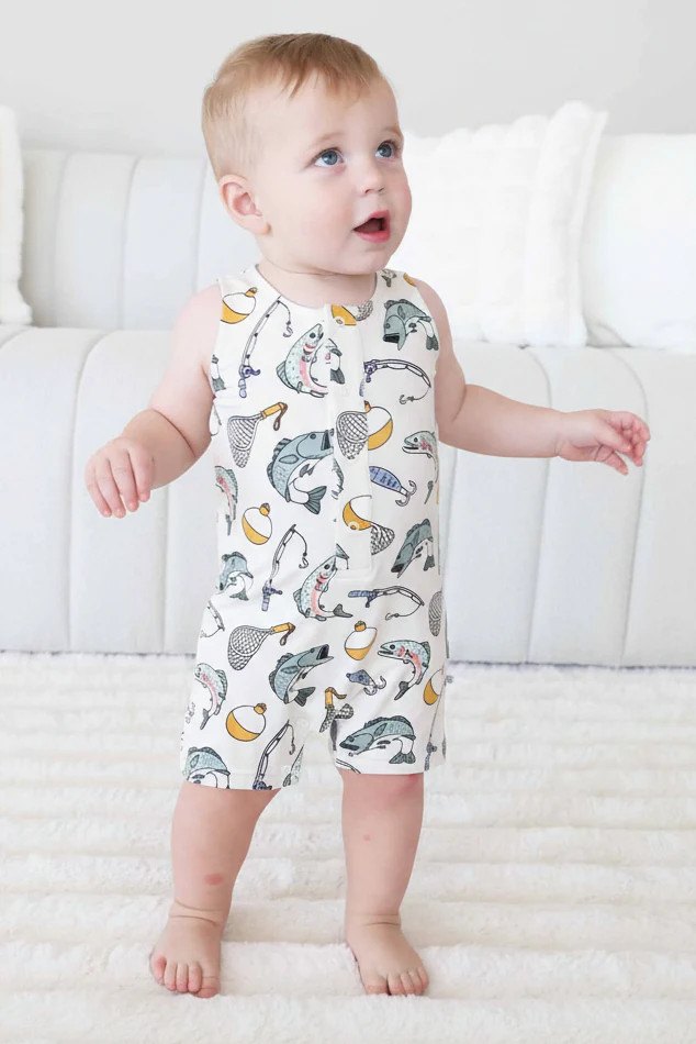 Sleeveless Snap Romper | Catch of the Day | Caden Lane