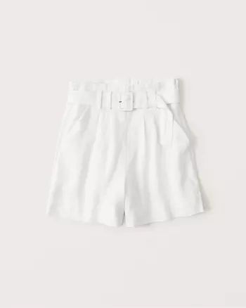 Belted Linen-Blend Shorts | Abercrombie & Fitch (US)