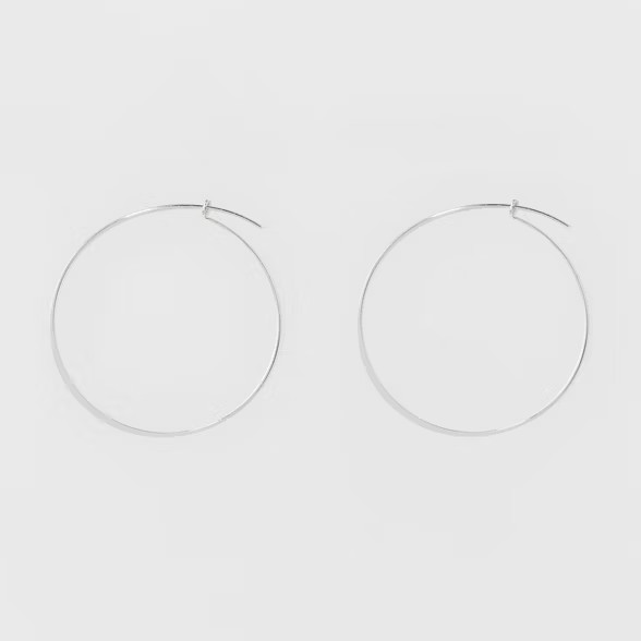 Thin Medium Hoop Earrings - A New Day™ Silver | Target