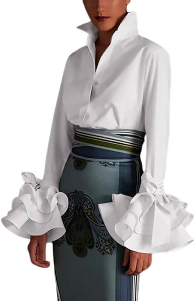 UOOZEE Womens Button Down Shirt Long Sleeve Dress Shirts Solid Work Blouse | Amazon (US)