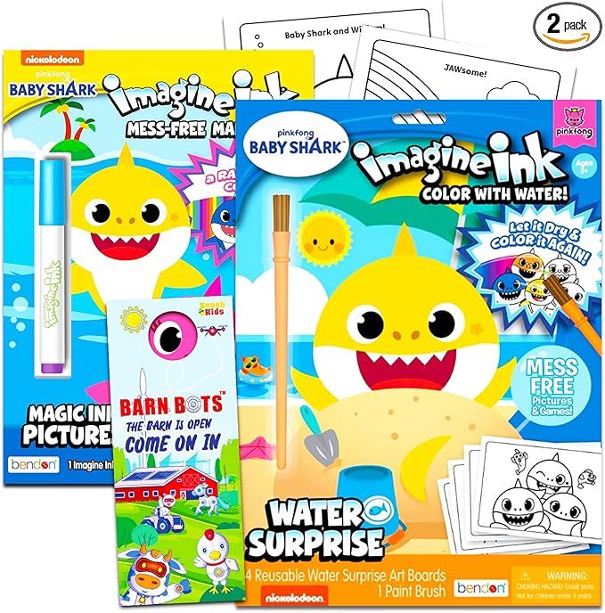 Baby Shark Paint With Water Set for Kids Toddlers Bundle ~ Reusable Mess Free Imagine Ink Book wi... | Amazon (US)