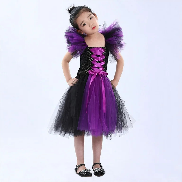 Tiijoy Girls Halloween Witch Tulle Dress Sleeveless Mesh Party Princess Dress, Sizes 4-5 | Walmart (US)