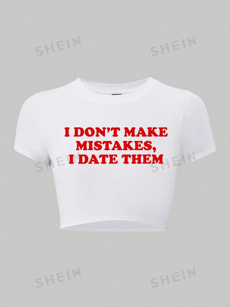 TrendsSHEIN MOOSTA Midriff-Revealing Fitted Red Slogan Cropped T-Shirt | SHEIN