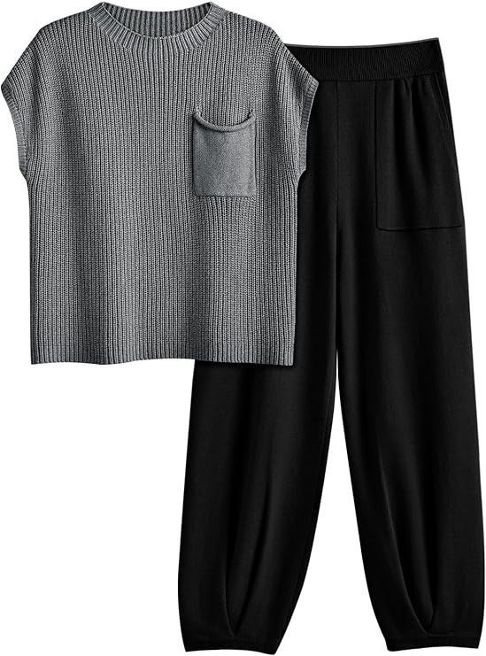 LILLUSORY 2 Piece Knit Sets For Women Trendy Sweatsuit Sets | Amazon (US)