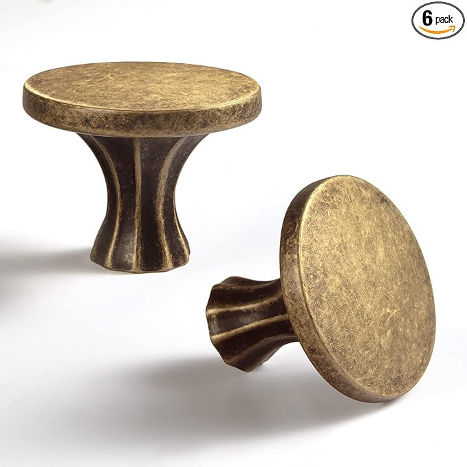 Goo-Ki 6 Pack Cabinet Knobs Antique Brass Zinc Alloy Kitchen Drawer Knobs 2202-GT-DAN | Amazon (US)