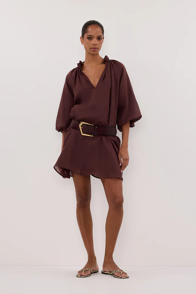 ELLIE WALNUT RAMIE SMOCK DRESS | DISSH