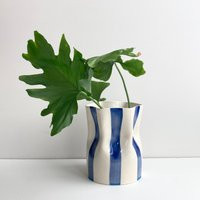 Ceramic Striped Container/Stripe Wide Vase | Etsy (US)