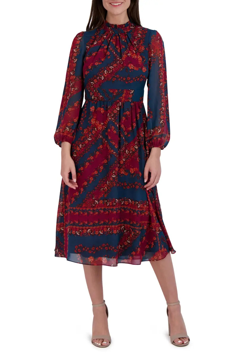 Long Sleeve Mock Neck Midi Dress | Nordstrom