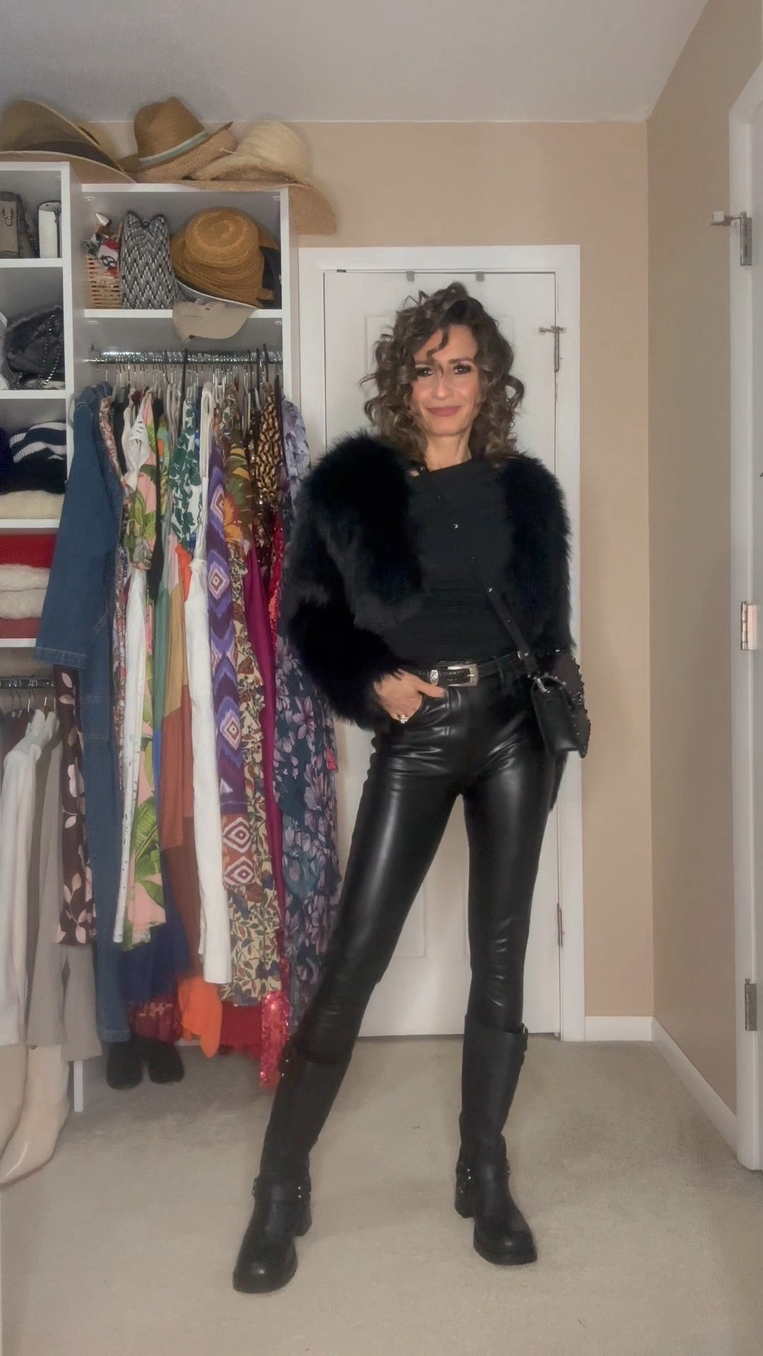 Another way to wear my rock n’ roll boots! This was a true Rock n’ Roll moment as I was going to a tock band show 😁

This bodysuit is so pretty! I wore nippies underneath so I would feel comfortable. I prefer that to a strapless bra, but that would work as well!

Pants fit true to size and have a bit of stretch.

The boots also fit true to size 

This fur bolero is my new happy find! I have a fUx fur one, but no sleeves, so I always had to wear a coat over! Not with this one!! It fits true to size!

The bag cannot be linked here, but it’s linked on my Instagram account 

#LTKstyletip #LTKover40 #LTKshoecrush