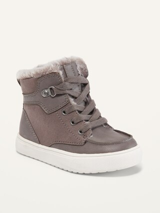 Faux-Leather Faux-Fur Lined Boots for Toddler Boys | Old Navy (US)