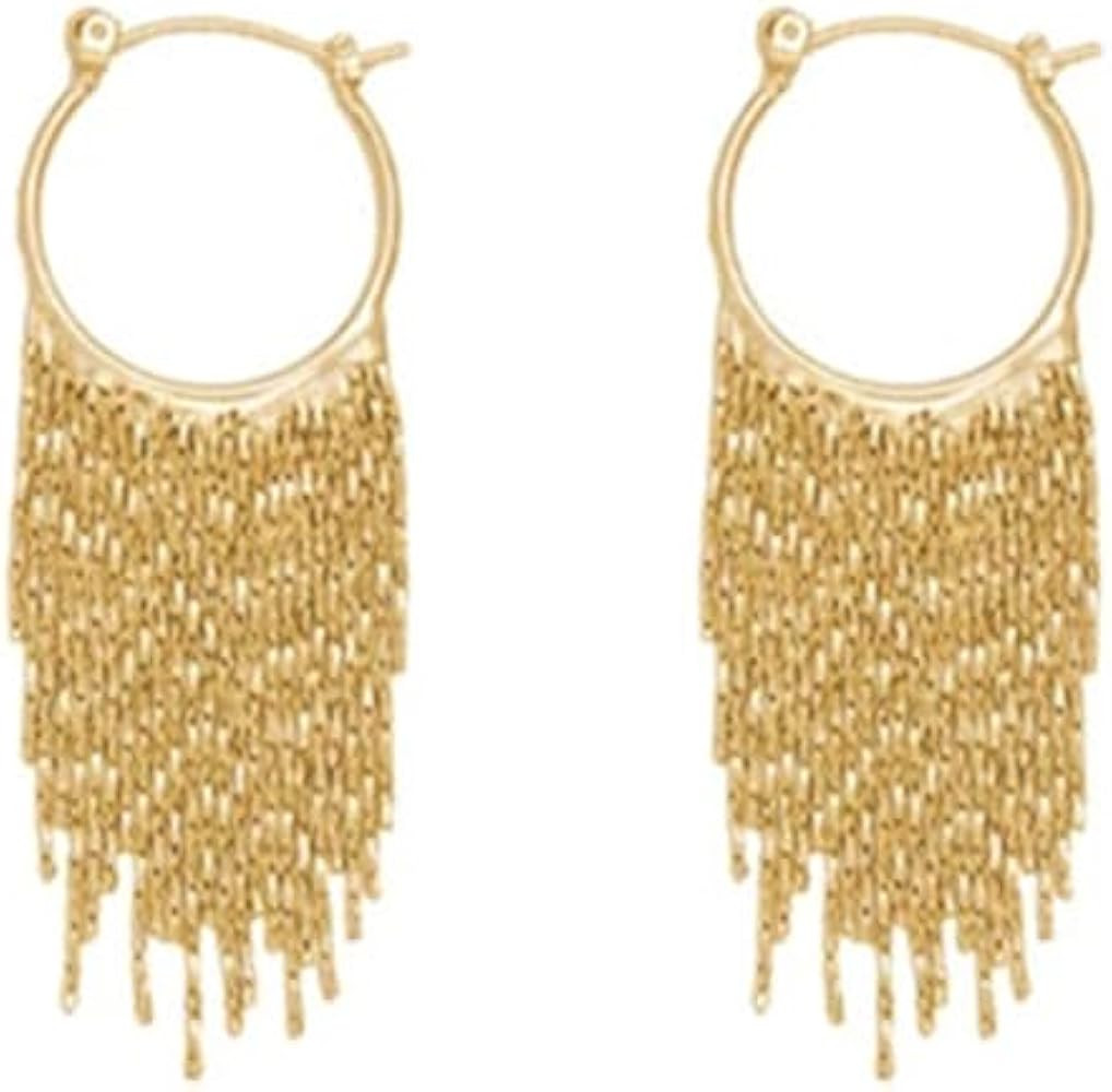 Tassel Earrings Dangling for Women Sparkly Silver Waterfall Fringe Drop Statement Cascade Dangle ... | Amazon (US)