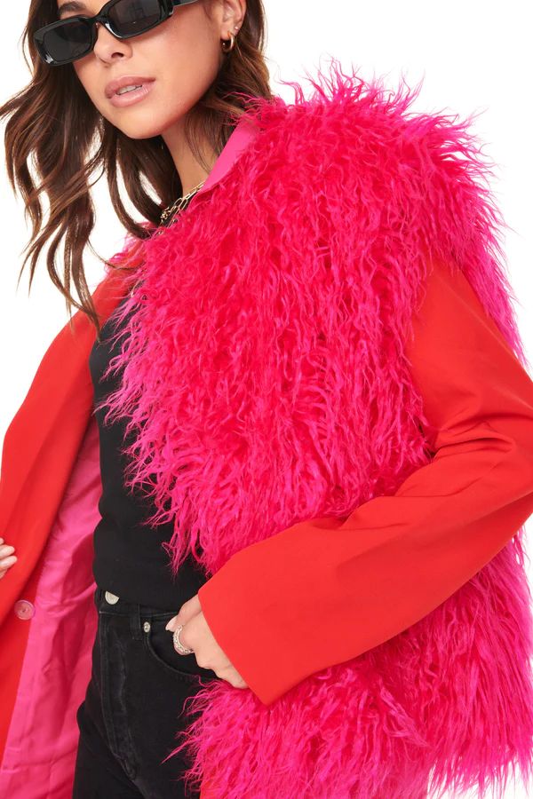Magenta Fur Gilet | Never Fully Dressed (UK & IE)