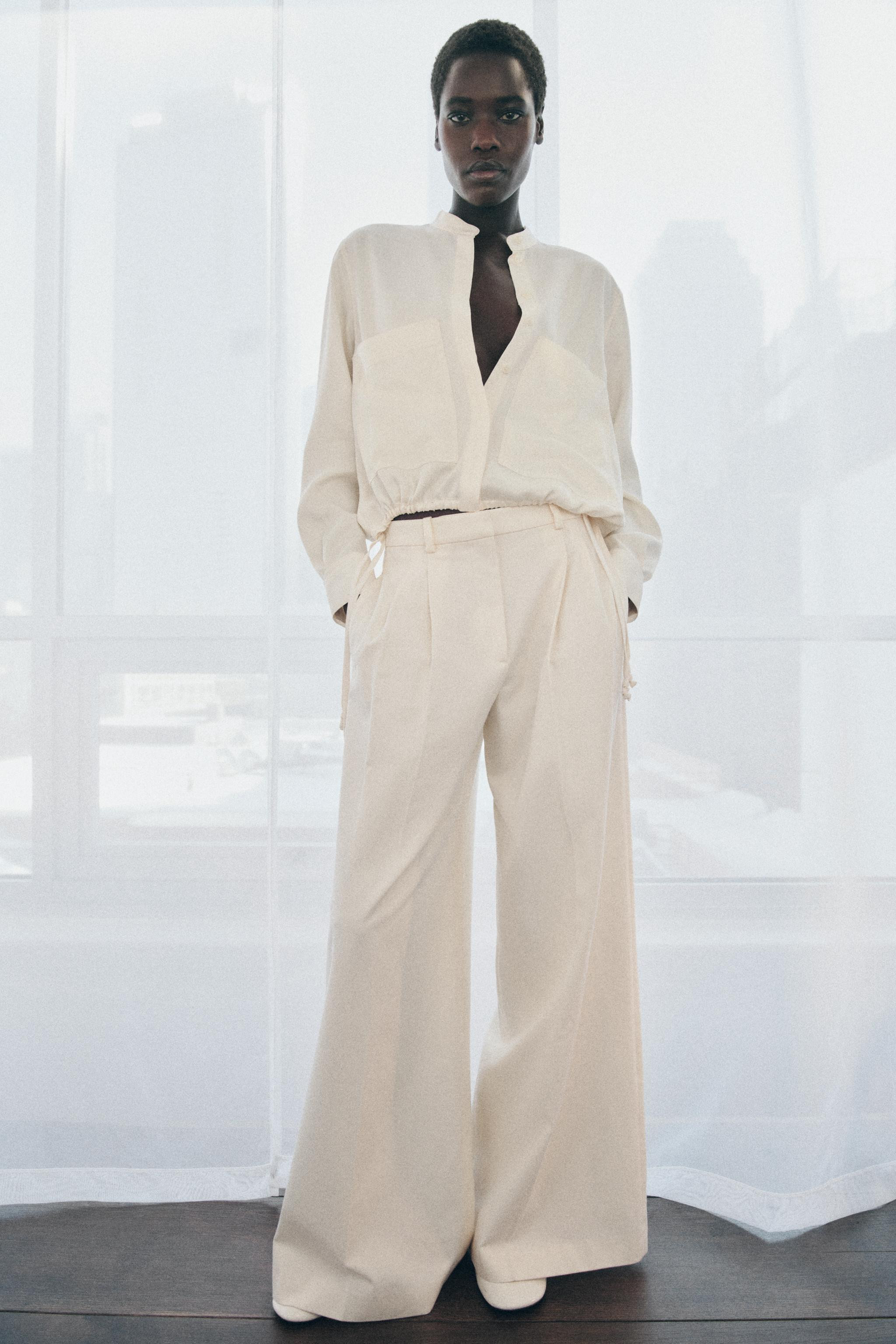 ZW COLLECTION PLEATED WIDE LEG PANTS | Zara US