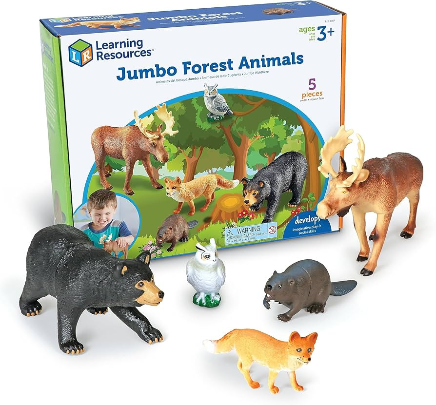 Learning Resources Jumbo Forest Animals - 5 Pieces, Ages 3+ Pretend Play Animals for Toddlers, Pr... | Amazon (US)