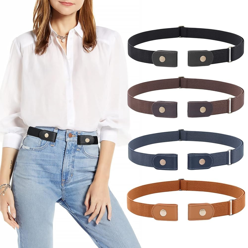 SUOSDEY No Buckle Elastic Stretch Belts for Men and Women, Comfortable Invisible Belts for Jeans ... | Amazon (US)