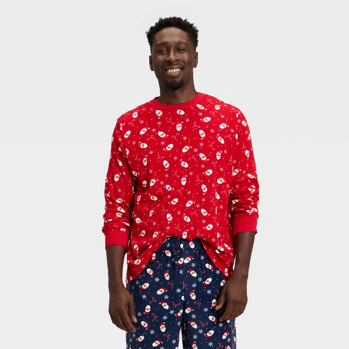 Men's Santa Print Ribbed Long Sleeve Holiday Matching Family Pajama Shirt - Wondershop™ Red | Target