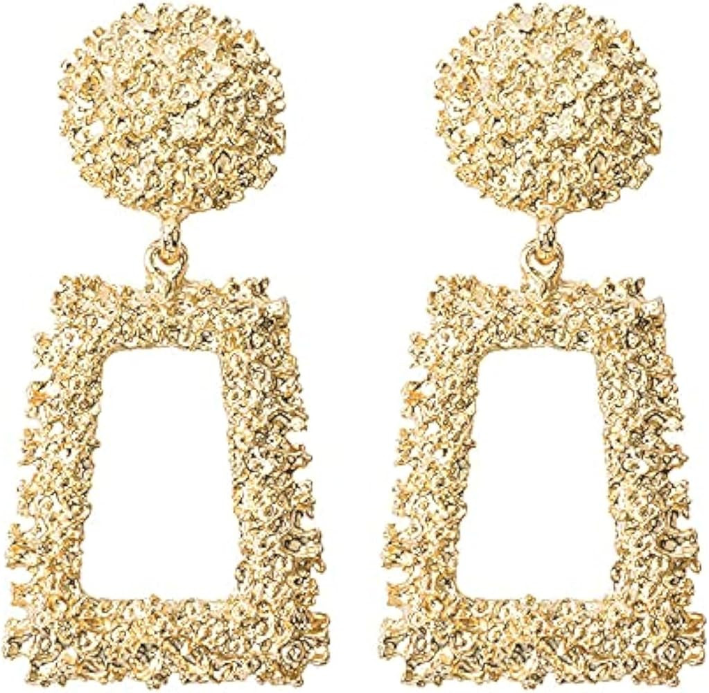 Doubnine Rectangle Geometric Metallic Earrings Indiana Boho Dangle Modern Earrings Wedding Bridal... | Amazon (US)