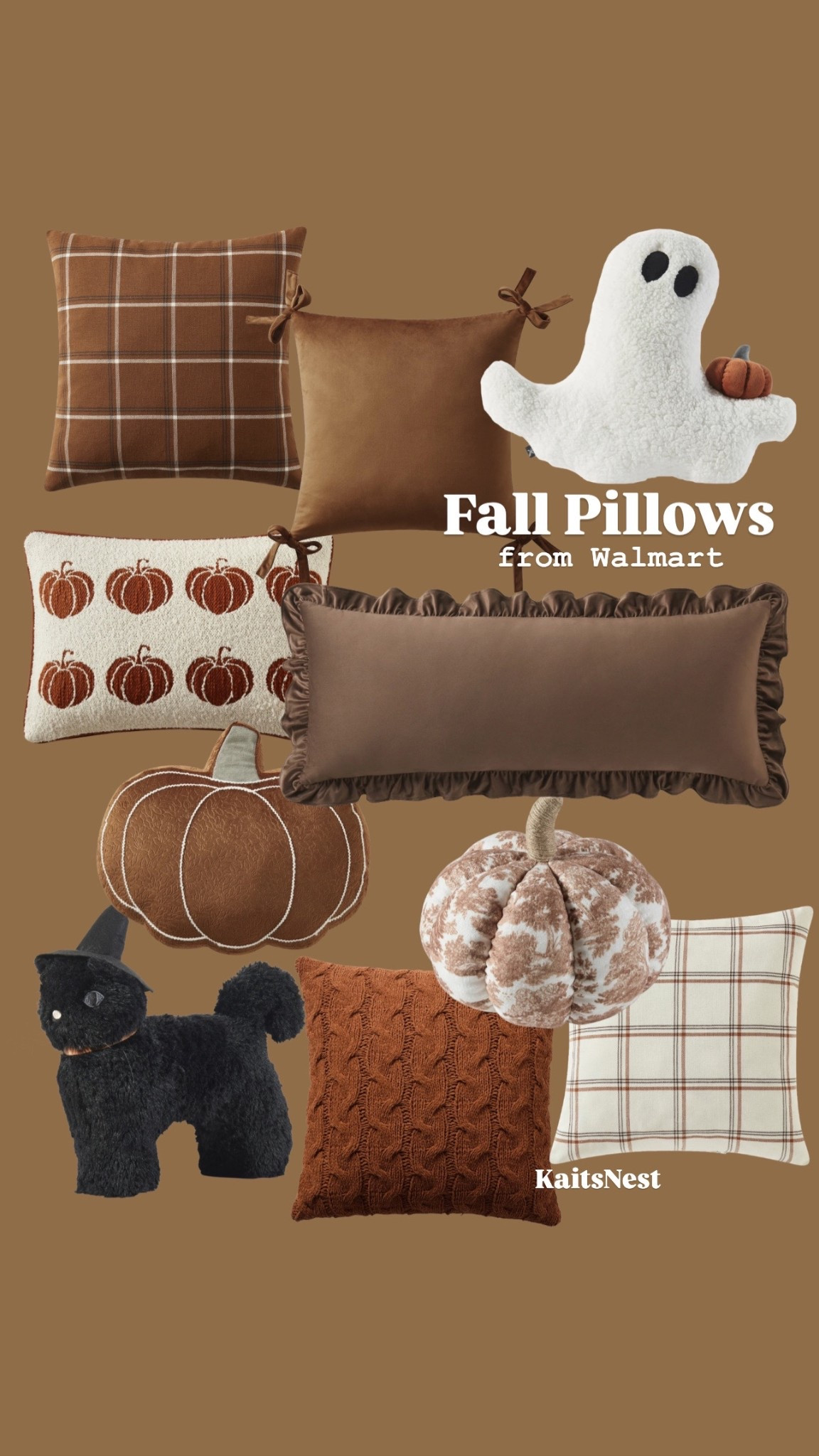 Fall pillows from Walmart! Fall 2025. Walmart fall decor. Fall pillows. Ghost pillow. Black cat pillow. Collected home. Fall home decor. 

#LTKFindsUnder50 #LTKHome #LTKSeasonal