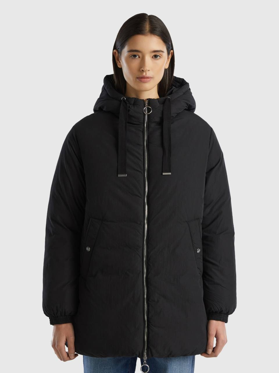 Padded jacket in matte nylon - Black | Benetton | Benetton (EU)