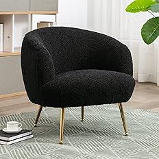 DUOMAY Modern Sherpa Accent Chair Armchair Upholstered Barrel Chair with Golden Legs Comfy Lounge... | Amazon (US)