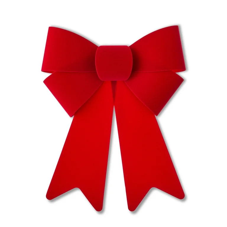 Red Flocked Decorative Christmas Bow, 12.6", by Holiday Time | Walmart (US)