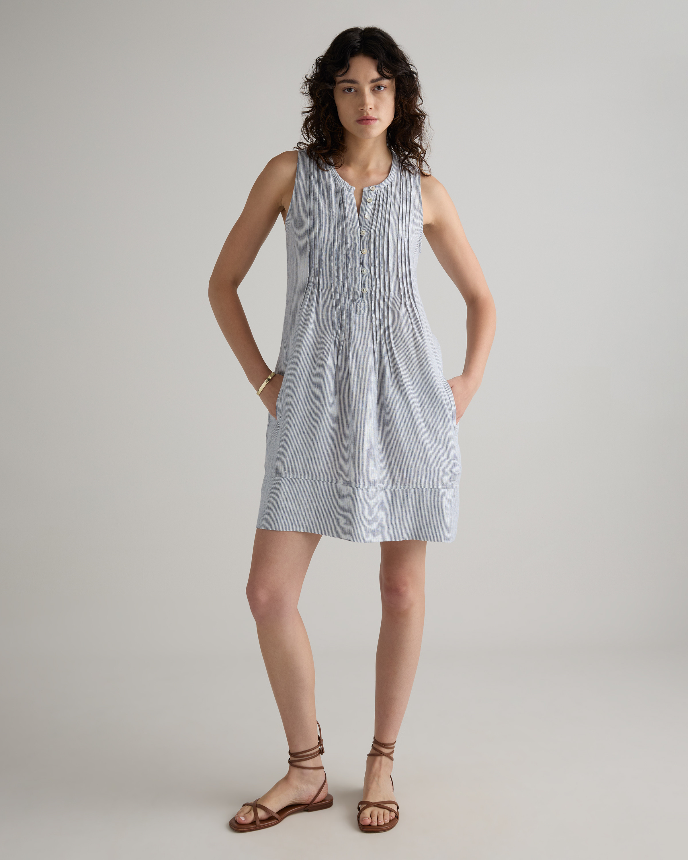 100% European Linen Sleeveless Swing Dress | Quince
