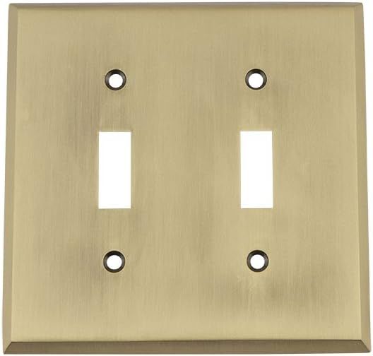 Nostalgic Warehouse 719699 New York Switch Plate with Double Toggle, Antique Brass | Amazon (US)