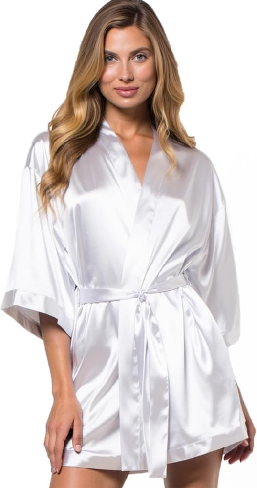 Turquaz Women's Bride Bridesmaids Silky Robe Satin Kimono Robes for Women Lingerie | Amazon (US)