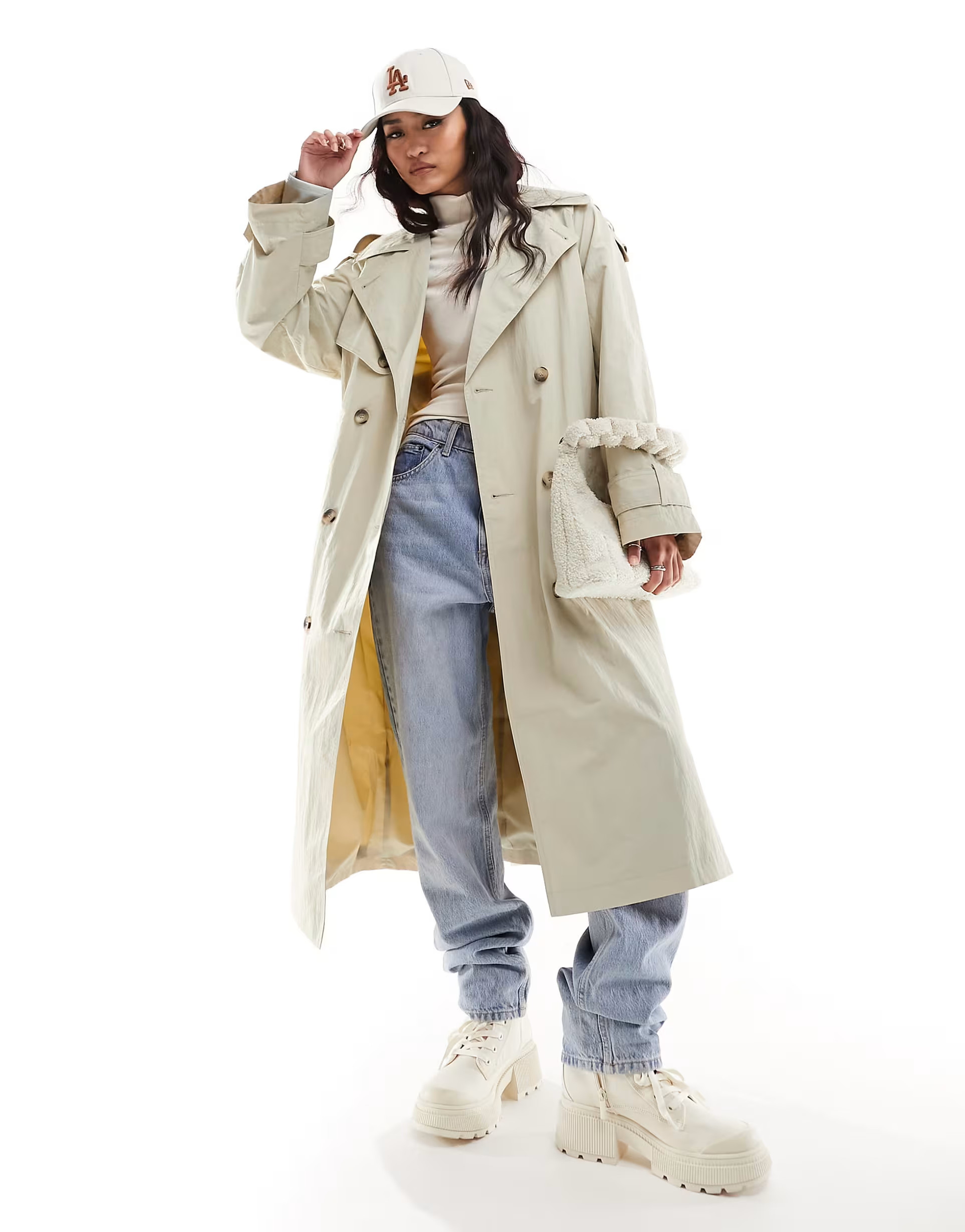 ASOS DESIGN crisp trench coat in stone | ASOS | ASOS (Global)