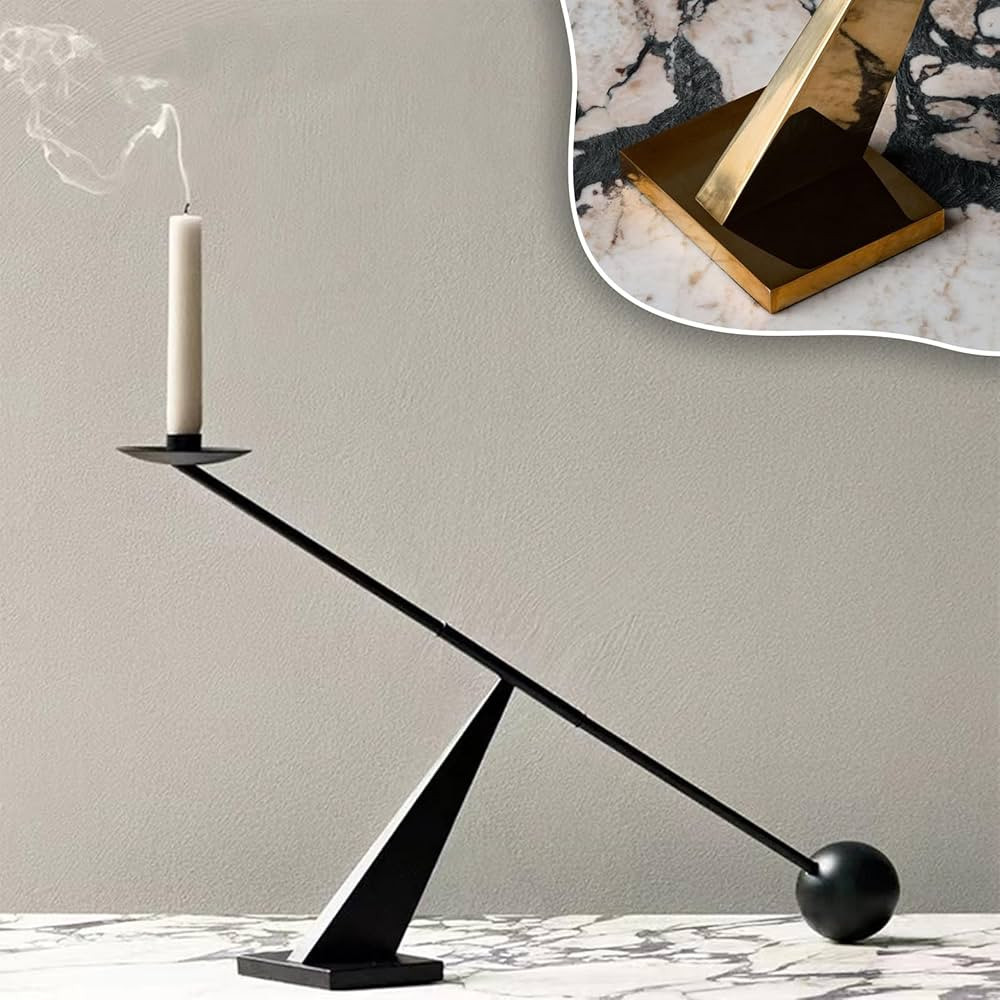 Black Geometric Candle Holders, Long Candle Holders Centerpiece, Geometric Candle Holder (Black) | Amazon (US)