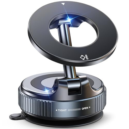 Jononser Magnetic Suction Cup Phone Mount for Magsafe, 360° Adjustable Magnetic Car Phone Holder, Pocket Size Foldable Car Mount, Cell Phone Holders for Your Car for iPhone 17 16 15 14 13 12 Series | Amazon (US)