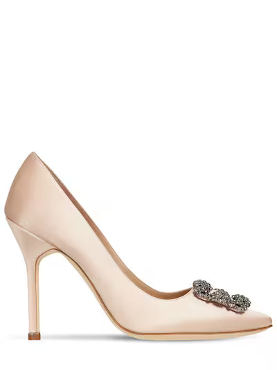 Manolo Blahnik - 105mm hangisi satin pumps - Blush | Luisaviaroma | Luisaviaroma