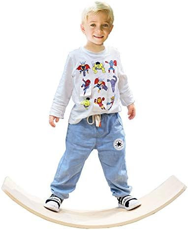 FUNPENY Wooden Balance Board, Wobbel Balance Board Kid Yoga Board Curvy Board Wooden Rocker Board... | Amazon (US)