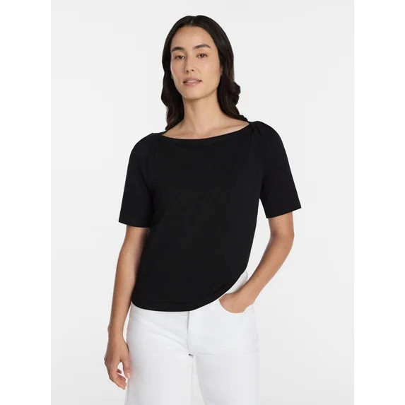 Time and Tru Women's Envelope Tee with Short Sleeves, Sizes XS-XXXL | Walmart (US)