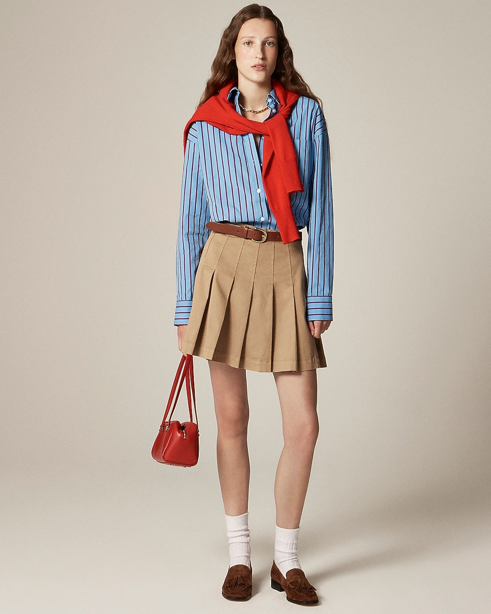 Pleated mini skirt in chino | J. Crew US