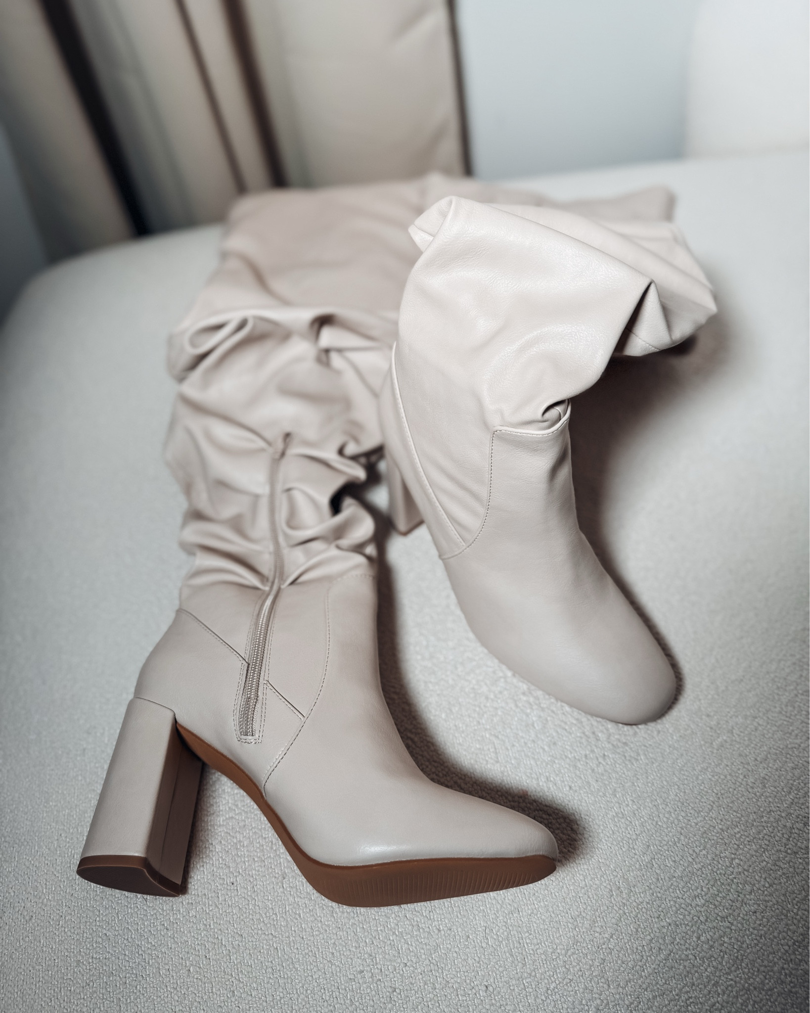 FALL BOOTS (SALE ALERT 🚨) PLT (51% OFF) - Cream Matte Round Toe Ruched Over-the-knee Block Heeled Boots

Original Price: $95
Sales Price: $47.50

Cream is only available in size 10
But all sizes in black 😉

#LTKSeasonal #LTKFindsUnder50 #LTKSaleAlert
