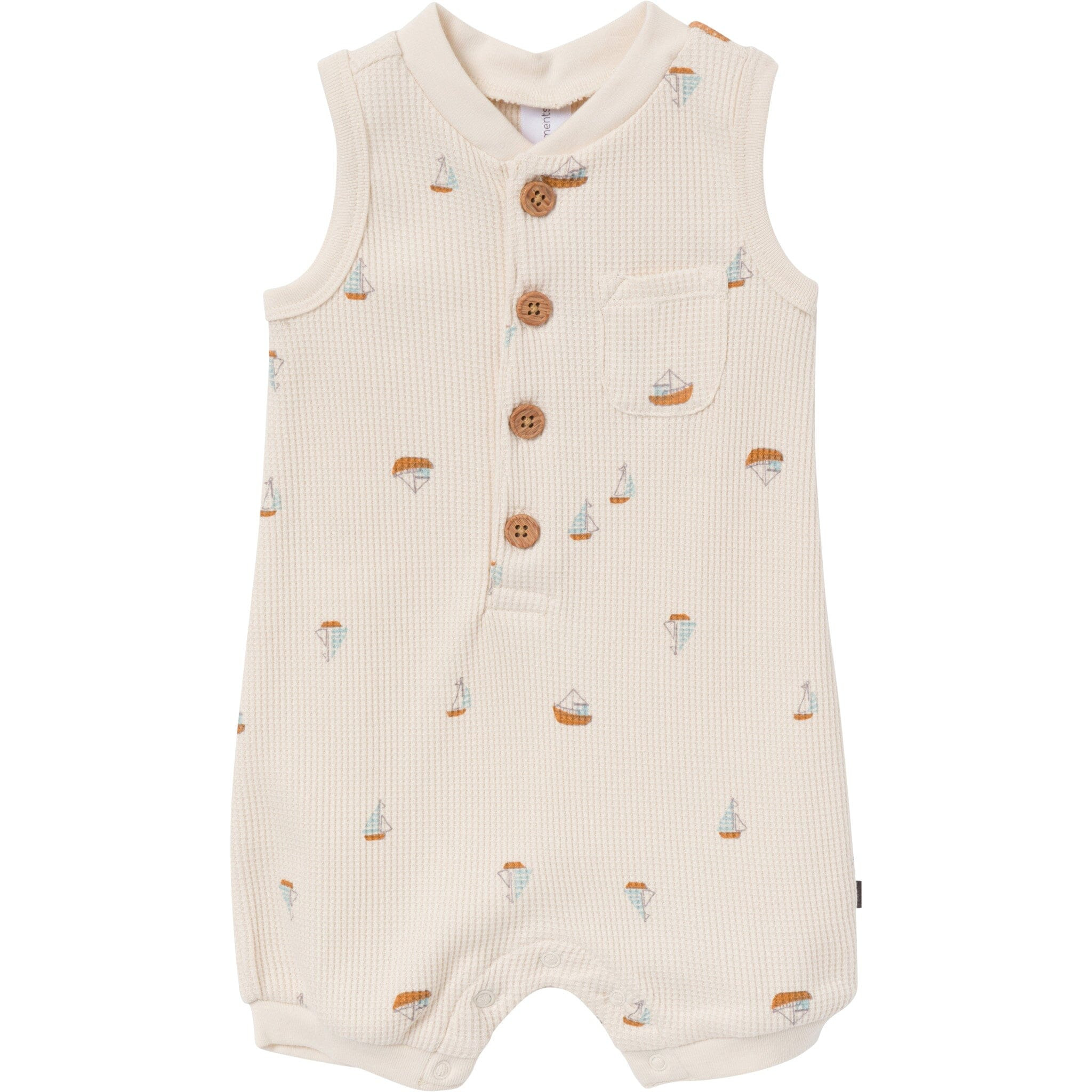 Baby Boys Beige Sailboat Sleeveless Romper | Gerber Childrenswear