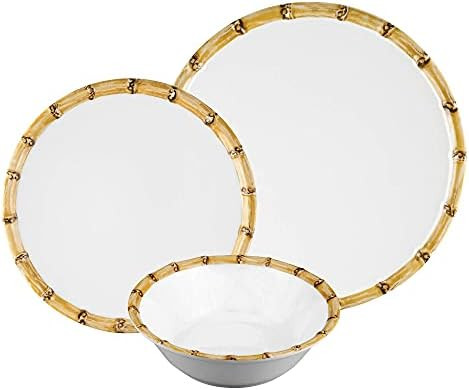 UPware 12-Piece Melamine Dinnerware Set, Includes Dinner Plates, Salad Plates, Bowls, Service for 4. | Amazon (US)