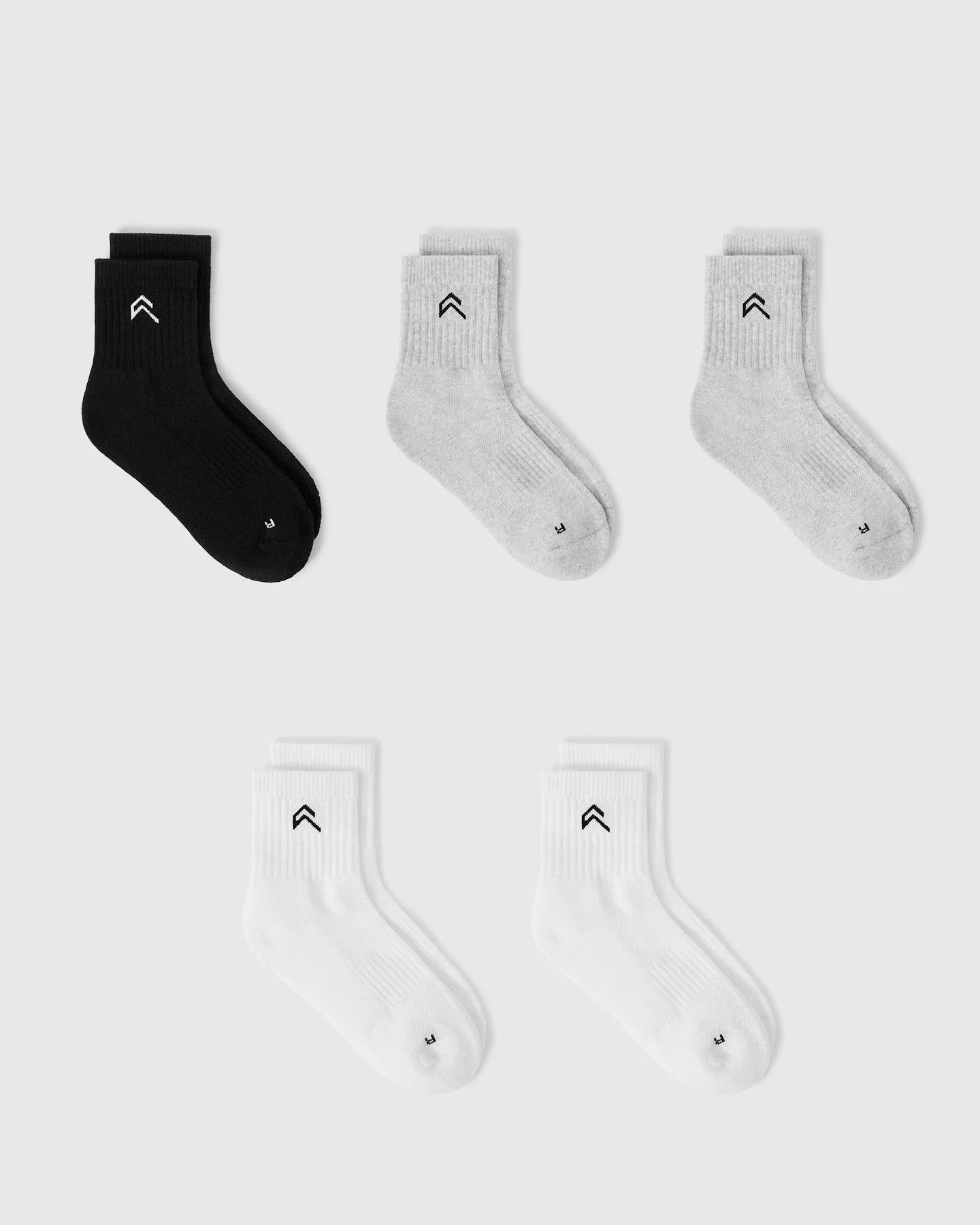 Mid Crew Socks 5 Pack 
 Grey/White/Black | Oner Active (UK / US)