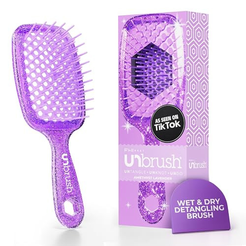 FHI Heat UNbrush Detangling Brush for Pain-Free Brushing on All Wet or Dry Hair Types — Durable DuoFlex Anti-Static Bristles, Lightweight Handle, Vented Hair Brush, Amethyst Lavender | Amazon (US)
