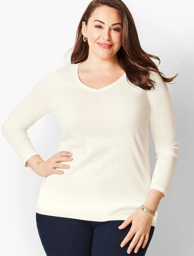 Pima V-Neck Tee | Talbots