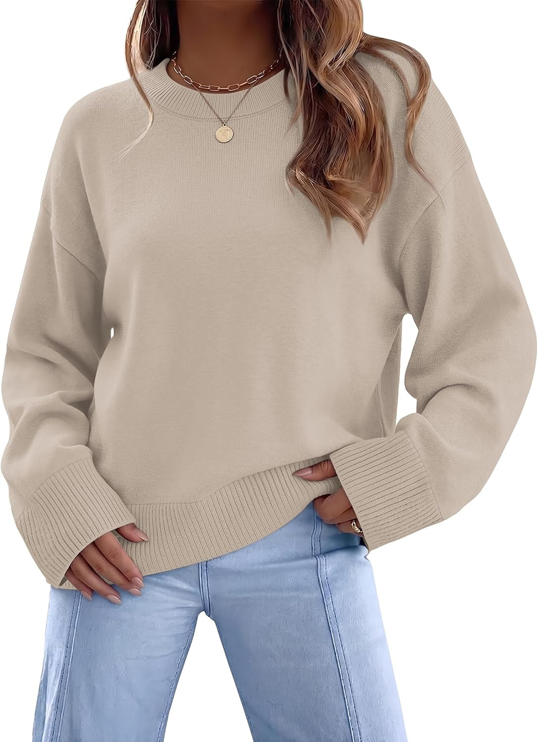 WIHOLL Womens Sweaters Crew Neck Fall Tops Trendy Long Sleeve Shirts Fashion Women's Clothing | Amazon (US)