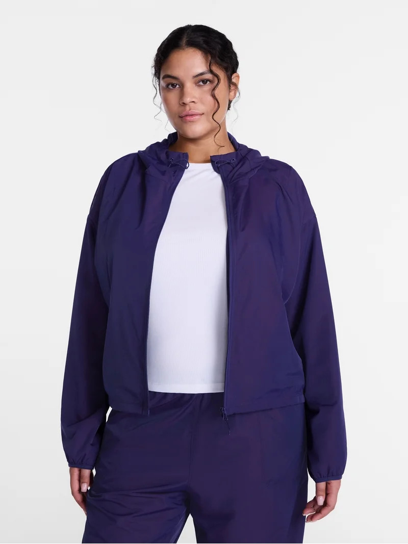 Avia Women's Iridescent Zip Front Jacket with Hood, Sizes XS-XXXL | Walmart (US)