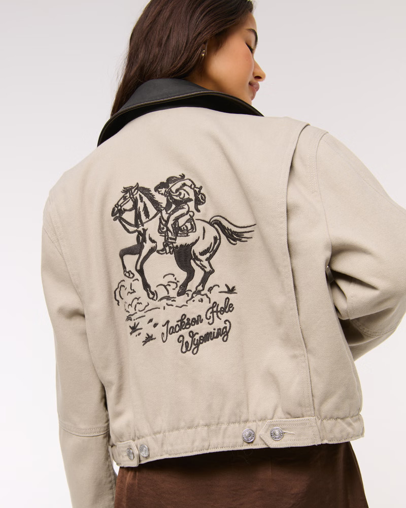 Women's Cropped Twill Trucker Jacket | Women's Coats & Jackets | Abercrombie.com | Abercrombie & Fitch (US)