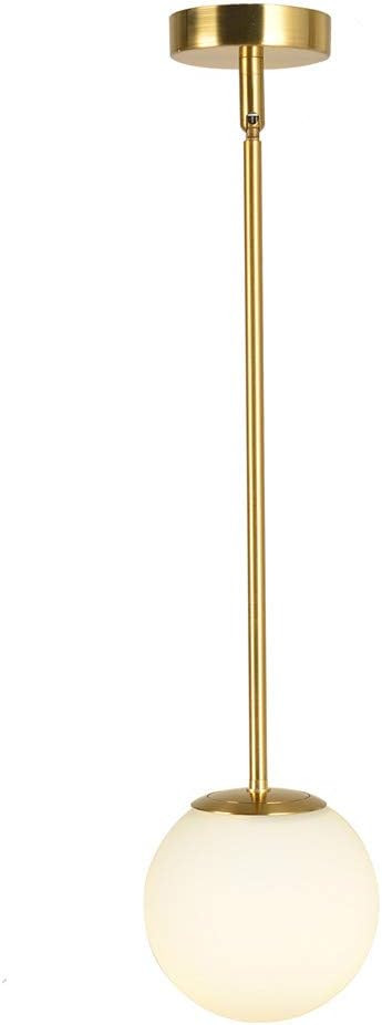 Globe Pendant, Matte White Glass with Brass Finish, One Light Contemporary Mid Century Modern Lig... | Amazon (US)