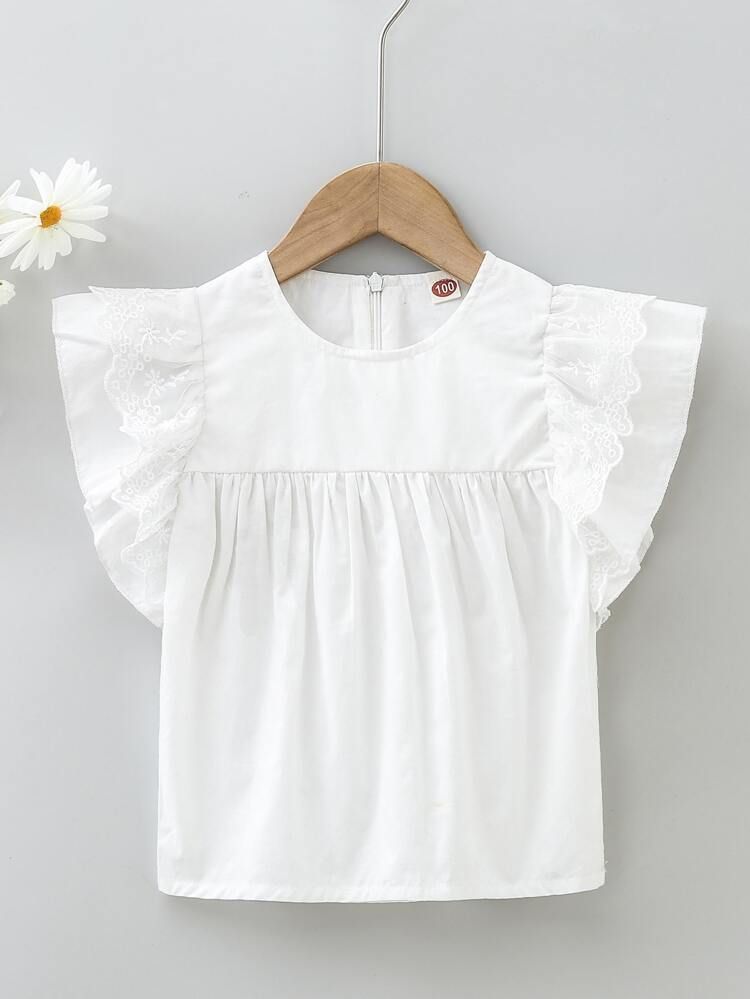 Toddler Girls Contrast Lace Layered Trim Blouse | SHEIN