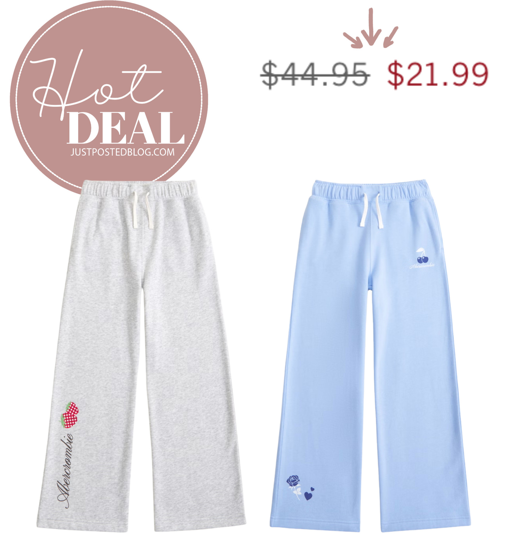Lucy LOVES these Abercrombie sweatpants!! They are on sale in these 2 colors right now!! 

 