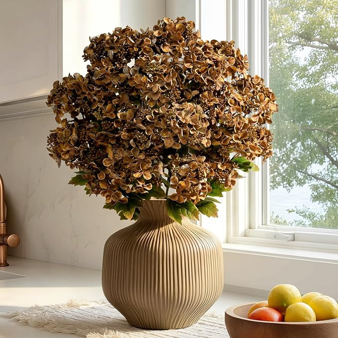 8pcs Hydrangea Artificial Flowers Silk Hydrangea Party Full Faux Hydrangeas Flowers with Stems Fl... | Amazon (US)