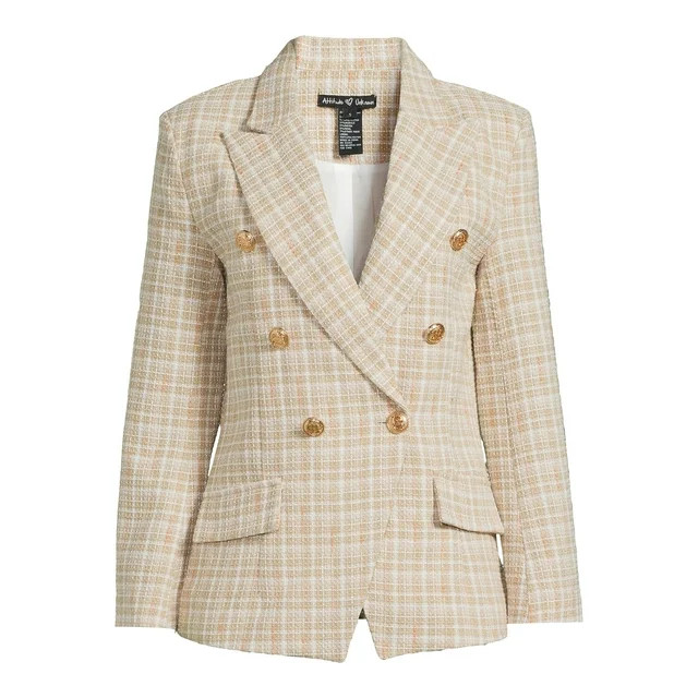 Attitude Unknown Women's and Women's Plus Double Breasted Blazer with Metallic Buttons | Walmart (US)
